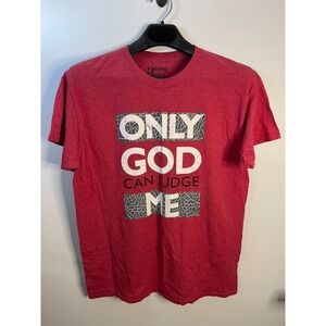 Hard Ten Clothing Co Mens Red Only God Can Judge Me Print Graphic T-Shirt